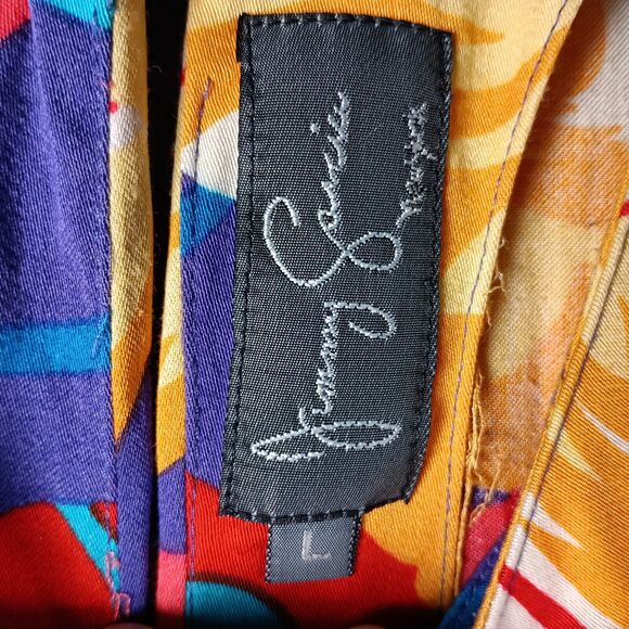 Jimmy Garcia Floral Blouse Women Large Red Swing Flowy - Picture 2 of 10